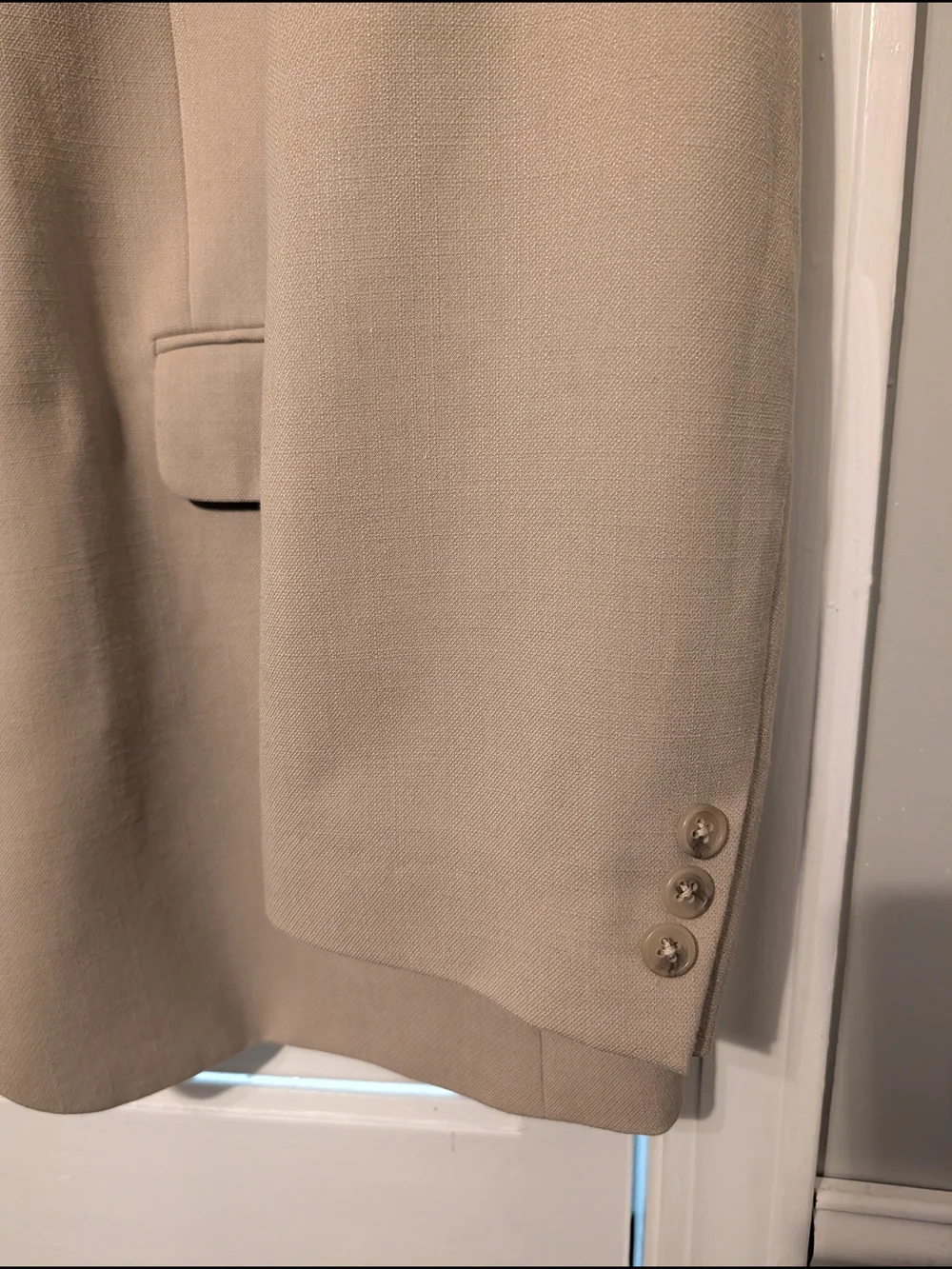 Alan Flusser Men's Beige Blazer - Two-Button Jacket 46L CHI-557
